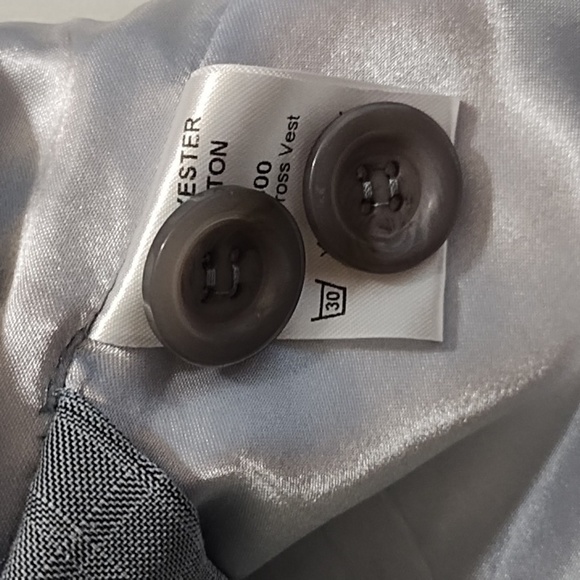 Roar Grey Plaid Satin Back Embroidered Vest Adjustable Back - Picture 12 of 12